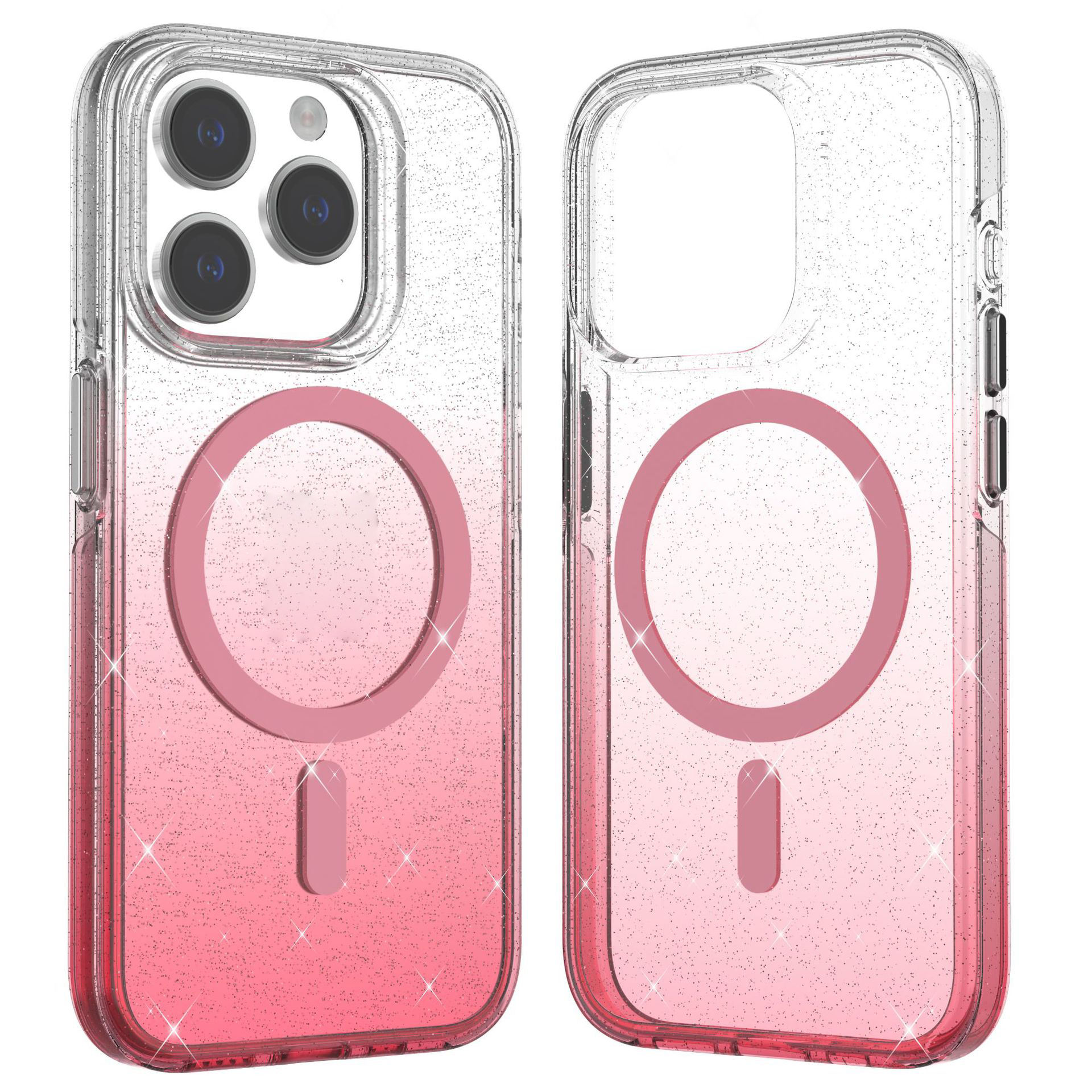 Simple Gradient mobile cover for iphone15 Anti-drop flash powder magnetic suction mobile phone case