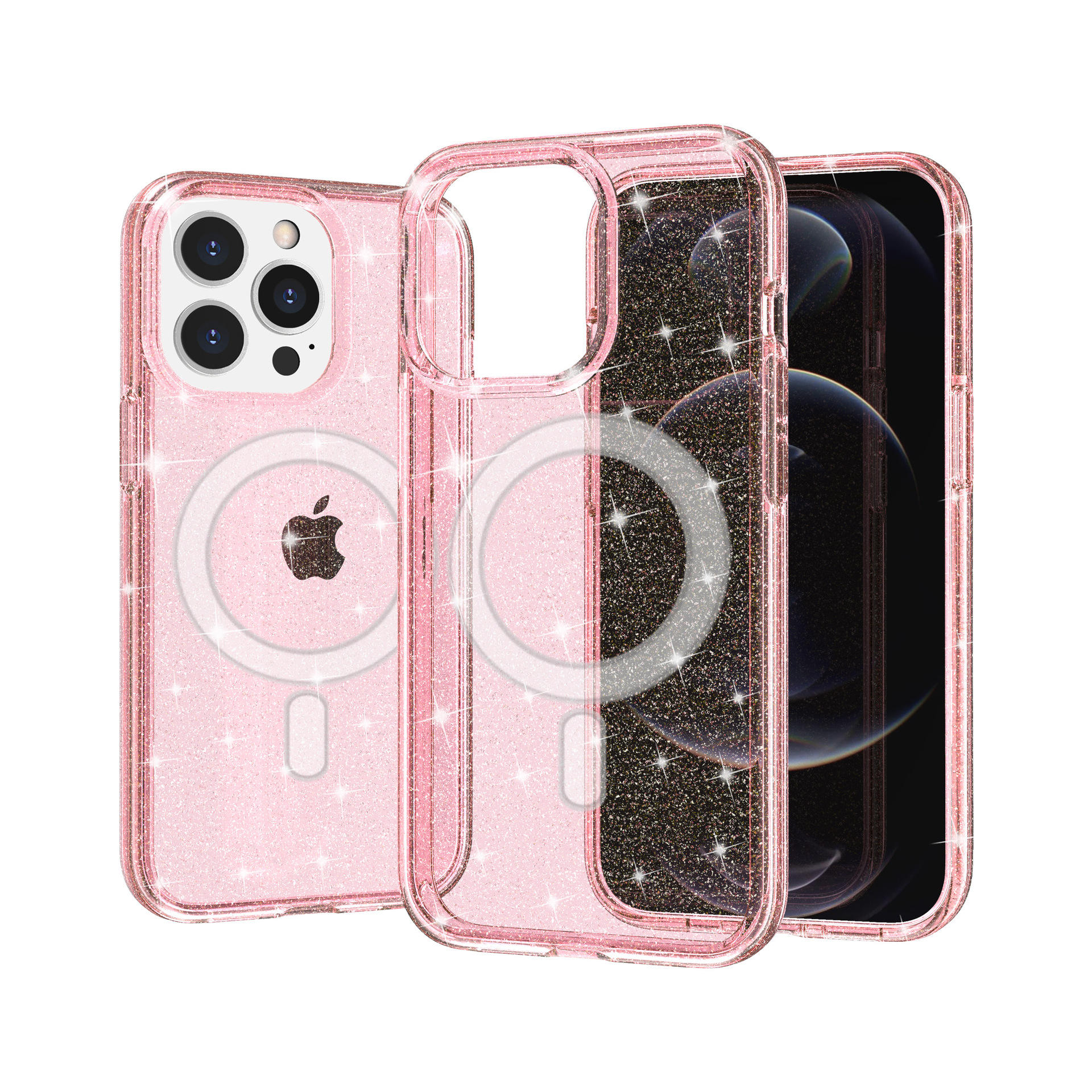 Glitter bling magnetic phone case for iPhone 15 