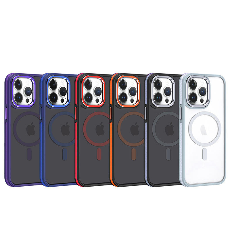 Luxury Double Colors TPU TPE PC Translucent Matte Magnetic Shockproof  Phone Case For iPhone 15